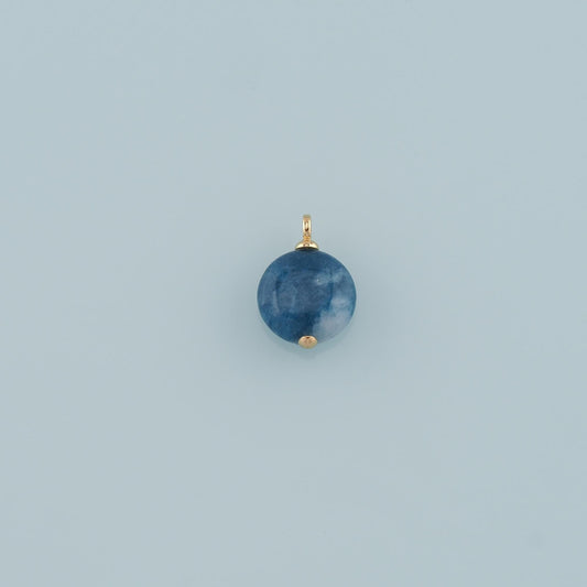 18K Gold Filled Round Pendant,Natural Stone Charm Bracelet Necklace for DIY Jewelry Making Supply
