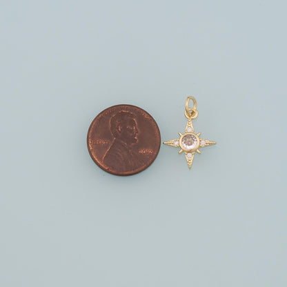 18K Gold Filled Star CZ Charm Pendant for Jewelry Making