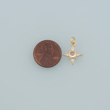 Gold Celestial Charms,18K Gold Filled Star Pendant,CZ Micro Pave North Star Charm Bracelet Necklace for DIY Jewelry Making Su