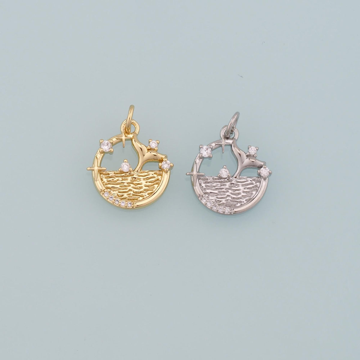 18K Gold Filled Cubic Zirconia Charm Pendant for Jewelry Making