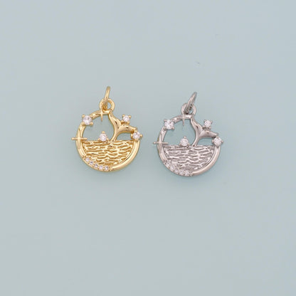 18K Gold Filled Cubic Zirconia Charm Pendant for Jewelry Making