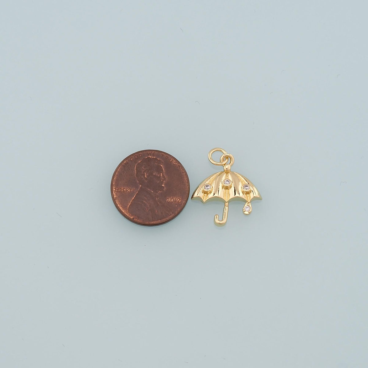 Gold Umbrella Charms,18K Gold Filled Umbrella Pendant,CZ Micro Pave Umbrella Charm Bracelet Necklace for DIY Jewelry Making S