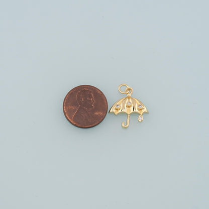 Gold Umbrella Charms,18K Gold Filled Umbrella Pendant,CZ Micro Pave Umbrella Charm Bracelet Necklace for DIY Jewelry Making S