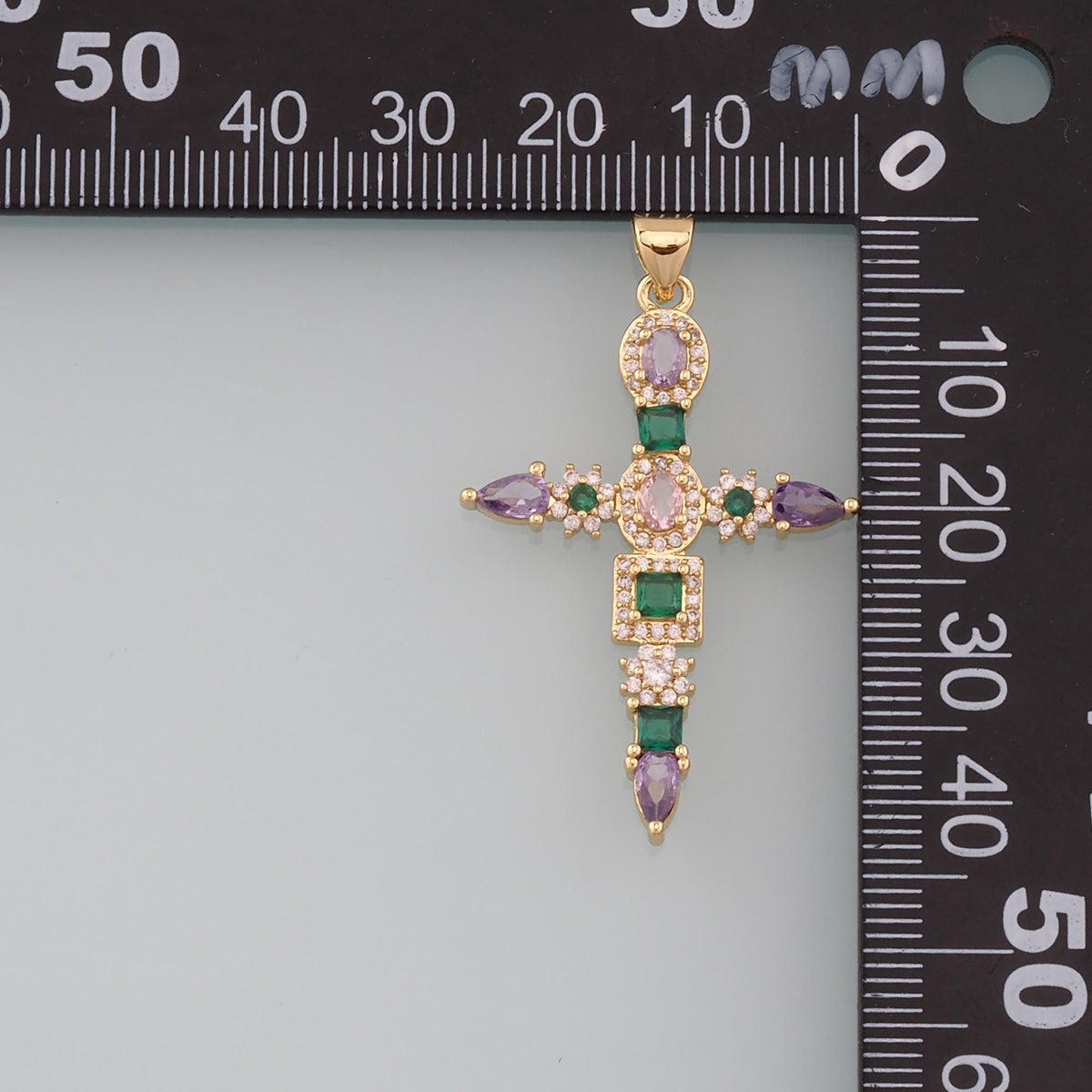 Gold Cross Charms,18K Gold Filled Cross Pendant,CZ Micro Pave Religion Charm Bracelet Necklace for DIY Jewelry Making Supply