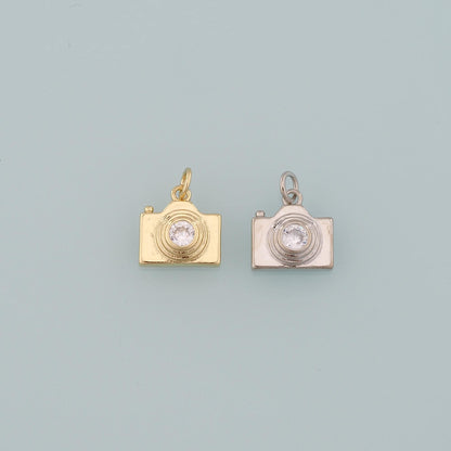 Gold Camera Charms,18K Gold Filled Camera Pendant,Camera Charm Bracelet Necklace for DIY Jewelry Making Supply