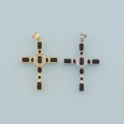 Gold Cross Charms,18K Gold Filled Cross Pendant,CZ Micro Pave Religion Charm Bracelet Necklace for DIY Jewelry Making Supply