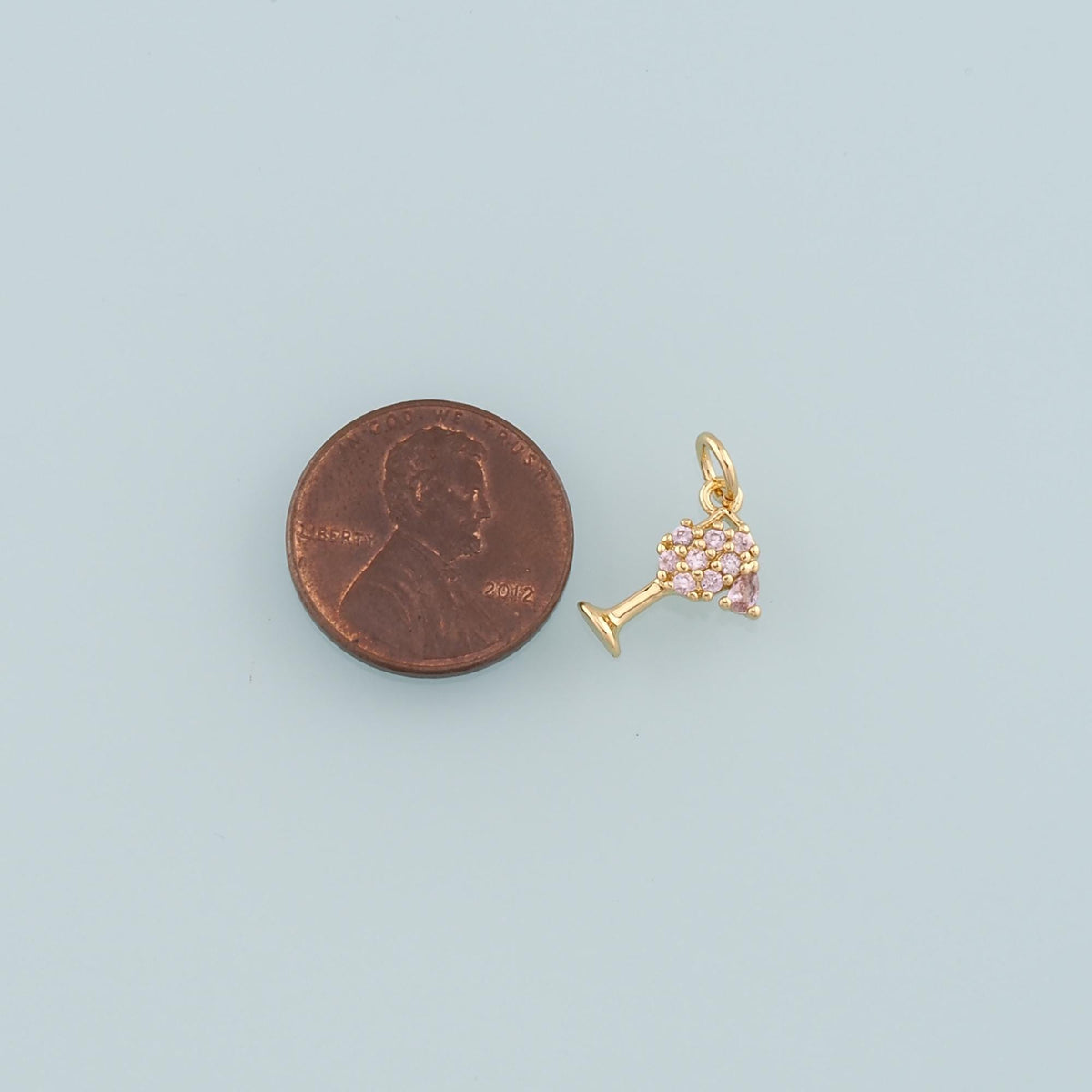 18K Gold Filled Wine Glass Pendant,CZ Micro Pave Wine Glass Charm Bracelet Necklace for DIY Jewelry Making Supply