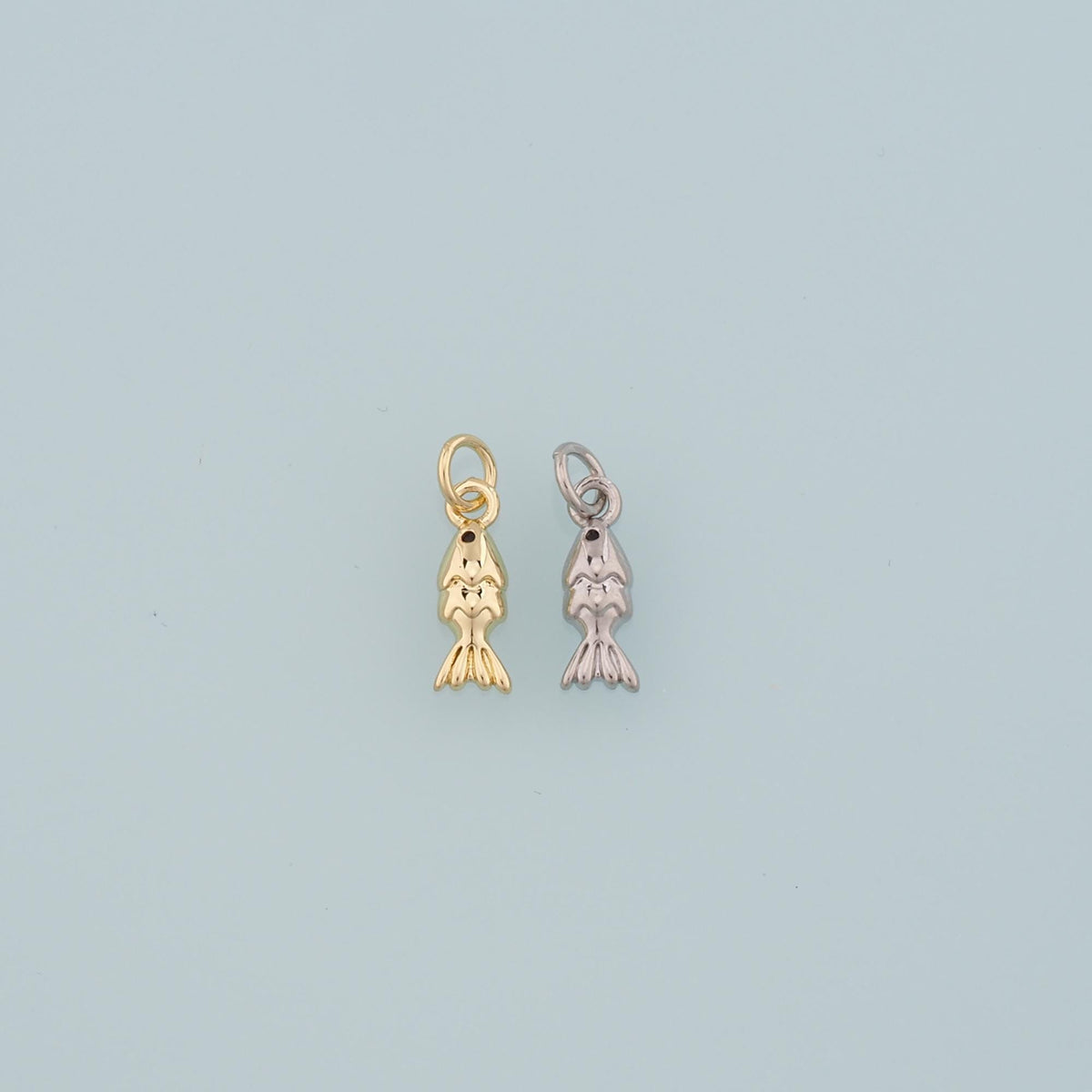 Gold Fish Charms,18K Gold Filled Fish Pendant,Cute Fish Charm Bracelet Necklace for DIY Jewelry Making Supply