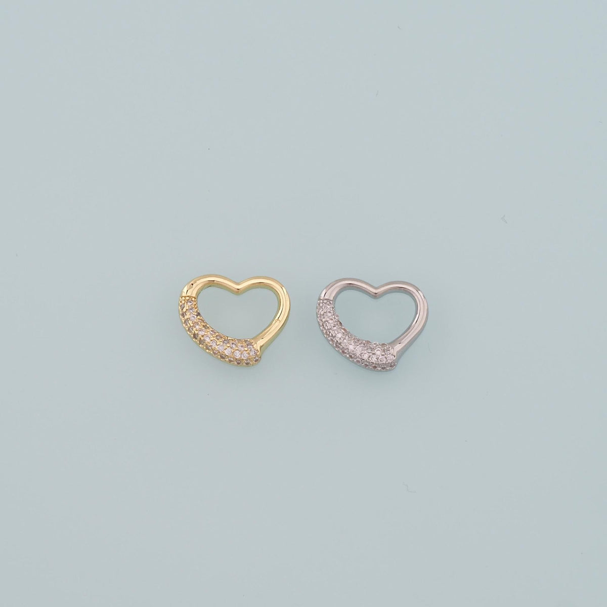 Gold Heart Charms,18K Gold Filled Heart Pendant,CZ Micro Pave Heart Charm Bracelet Necklace for DIY Jewelry Making Supply