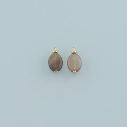 18K Gold Filled Oval Pendant,Natural Stone Charm Bracelet Necklace for DIY Jewelry Making Supply