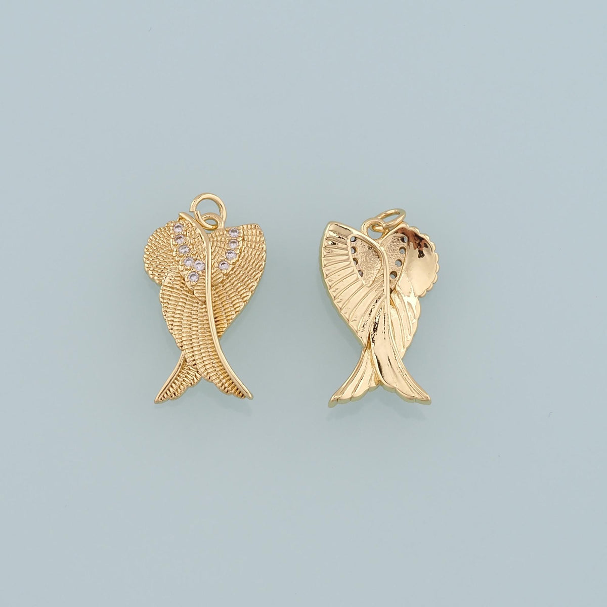 Gold Wing Charms,18K Gold Filled Wings Pendant,CZ Micro Pave Angel Wings Charm Bracelet Necklace for DIY Jewelry Making Suppl