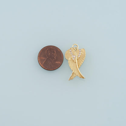 Gold Wing Charms,18K Gold Filled Wings Pendant,CZ Micro Pave Angel Wings Charm Bracelet Necklace for DIY Jewelry Making Suppl
