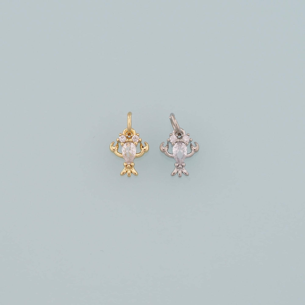 Gold Lobster Charms,18K Gold Filled Lobster Pendant,CZ Micro Pave Ocean Charm Bracelet Necklace for DIY Jewelry Making Supply