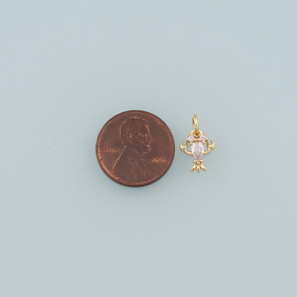 18K Gold Filled Hand CZ Charm Pendant for Jewelry Making