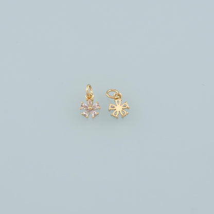 Gold Flower Charms,18K Gold Filled Flower Pendant,CZ Micro Pave Flower Charm Bracelet Necklace for DIY Jewelry Making Supply
