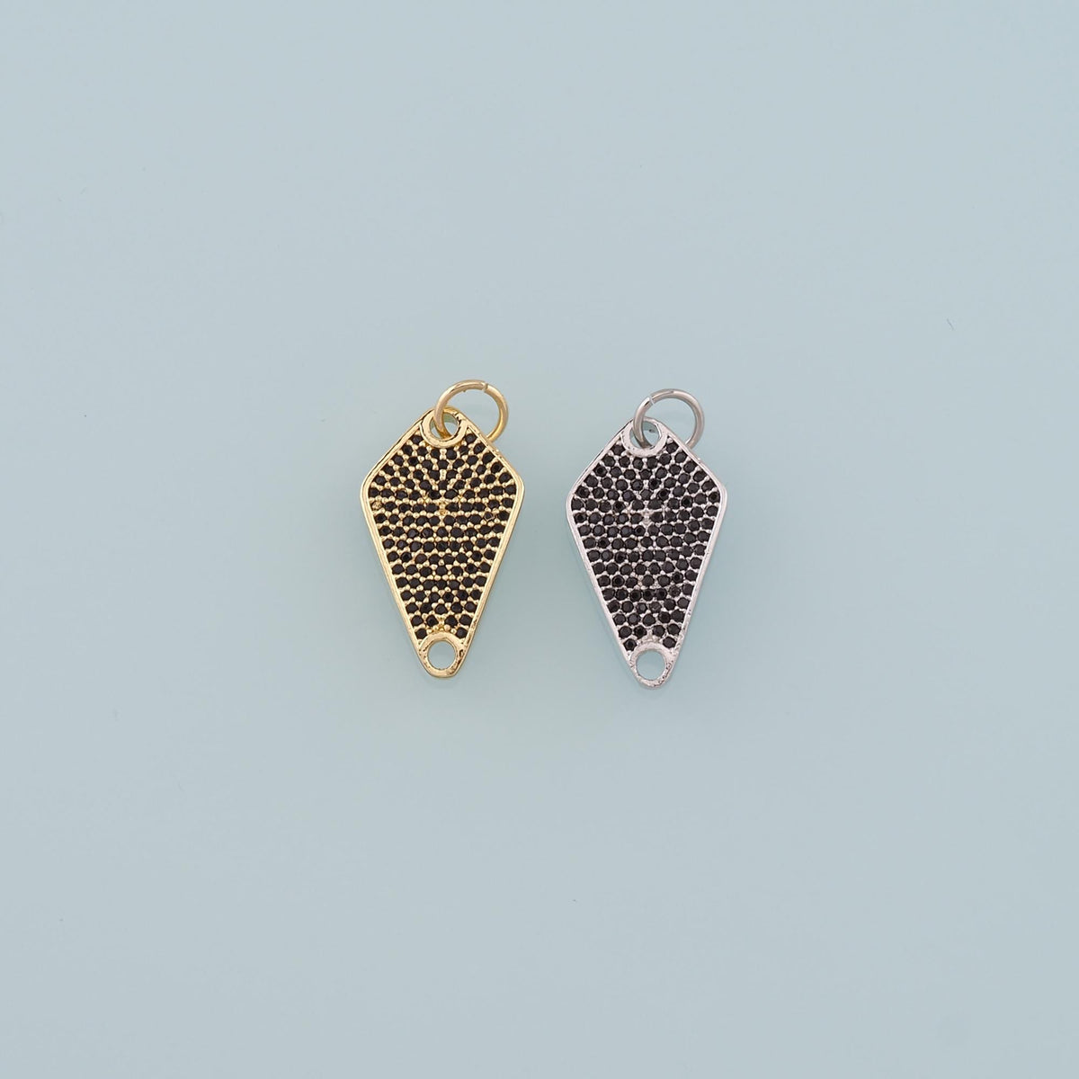 18K Gold Filled Rhombus Pendant, CZ Micro Pave Rhombus Charm Bracelet Necklace for DIY Jewelry Making Supply