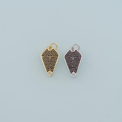 18K Gold Filled Rhombus Pendant, CZ Micro Pave Rhombus Charm Bracelet Necklace for DIY Jewelry Making Supply