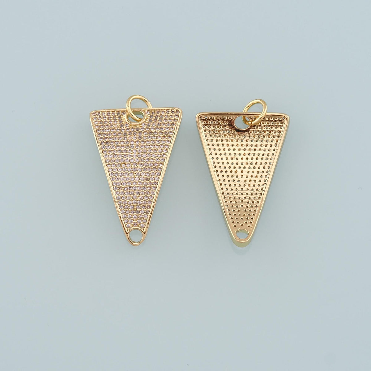 18K Gold Filled Triangle Pendant, CZ Micro Pave Triangle Charm Bracelet Necklace for DIY Jewelry Making Supply