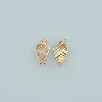 18K Gold Filled Rhombus Pendant, CZ Micro Pave Rhombus Charm Bracelet Necklace for DIY Jewelry Making Supply