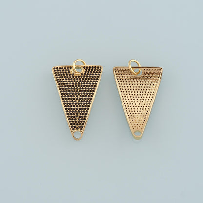 18K Gold Filled Triangle Pendant, CZ Micro Pave Triangle Charm Bracelet Necklace for DIY Jewelry Making Supply