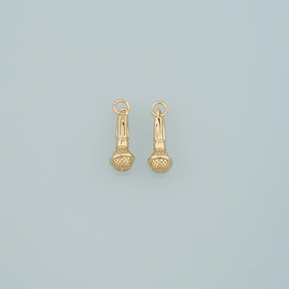 Gold Singer Charms,18K Gold Filled Microphone Pendant,Microphone Charm Bracelet Necklace for DIY Jewelry Making Supply