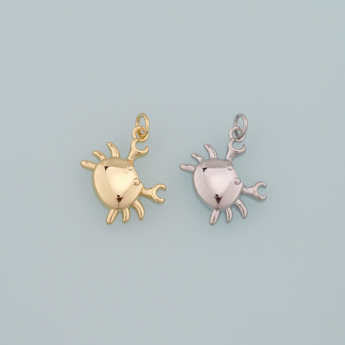 Gold Marine Life Charms,18K Gold Filled Crab Pendant,Crab Charms Bracelet Necklace for DIY Jewelry Making Supply