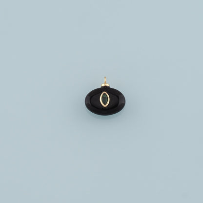 18K Gold Filled Oval Pendant,Natural Stone Charm Bracelet Necklace for DIY Jewelry Making Supply