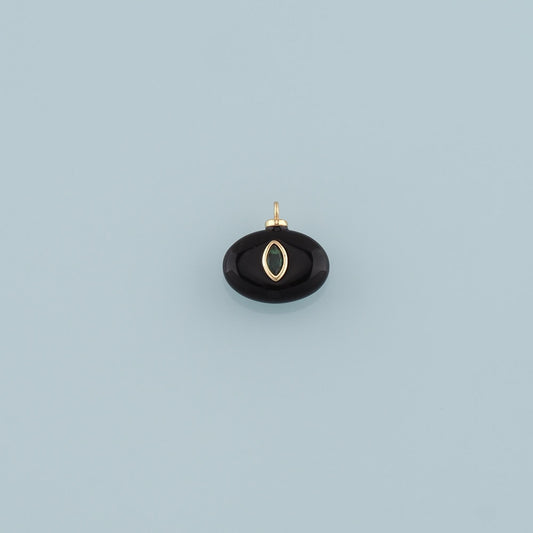 18K Gold Filled Oval Pendant,Natural Stone Charm Bracelet Necklace for DIY Jewelry Making Supply