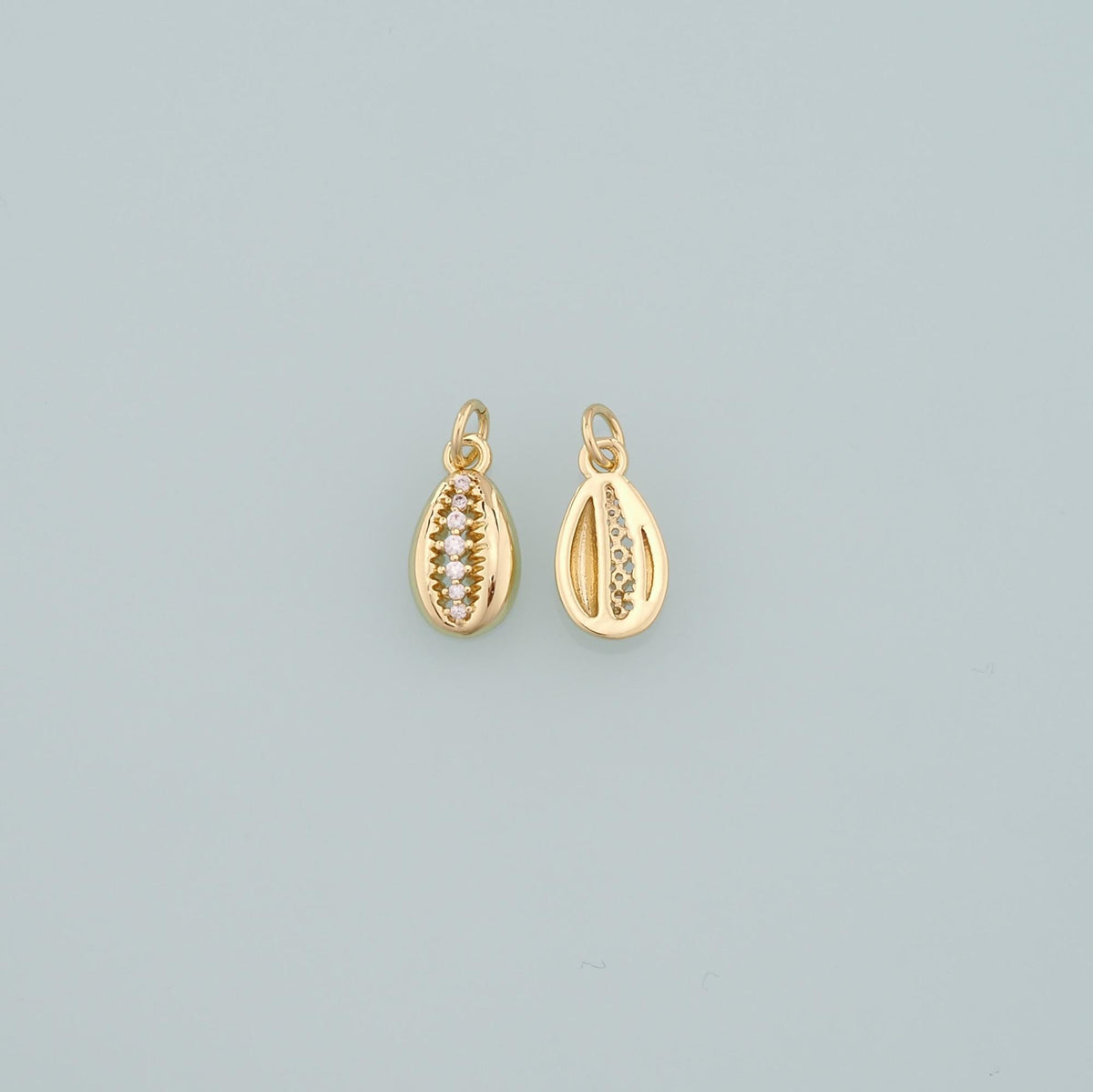 18K Gold Filled Shell CZ Charm Pendant for Jewelry Making