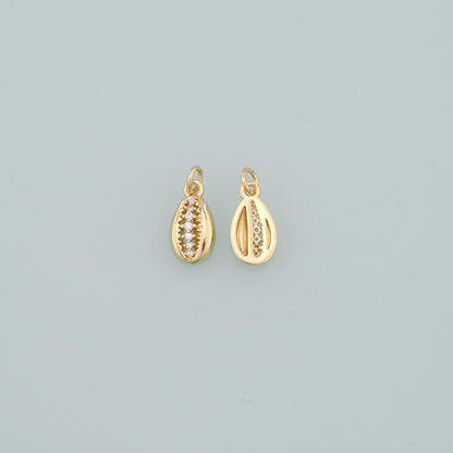 18K Gold Filled Shell CZ Charm Pendant for Jewelry Making
