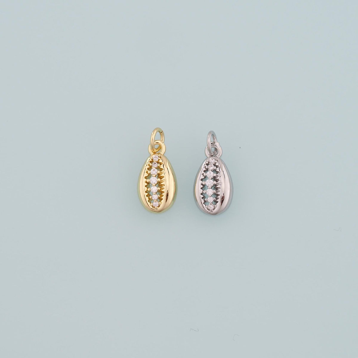 18K Gold Filled Shell CZ Charm Pendant for Jewelry Making