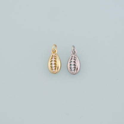 18K Gold Filled Shell CZ Charm Pendant for Jewelry Making