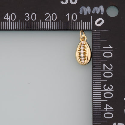 18K Gold Filled Shell CZ Charm Pendant for Jewelry Making