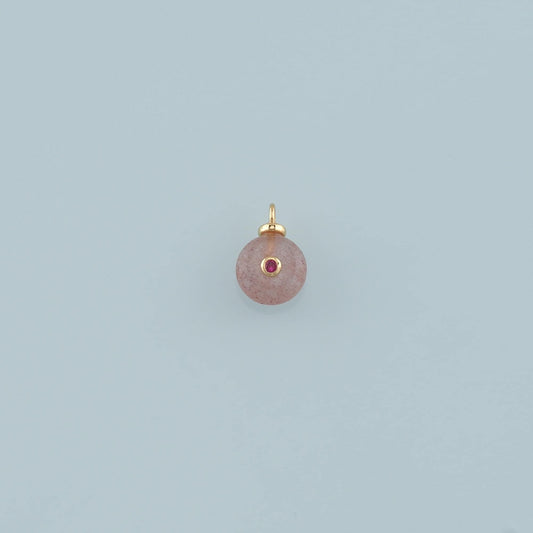 18K Gold Filled Round Pendant,Natural Stone Charm Bracelet Necklace for DIY Jewelry Making Supply