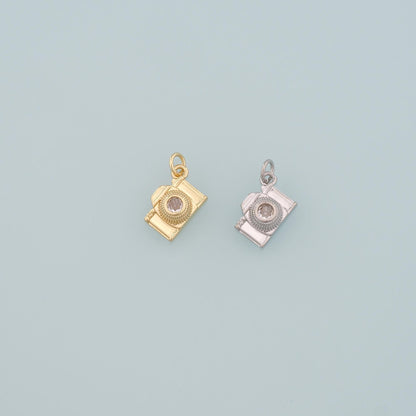 Gold Camera Charms,18K Gold Filled Camera Pendant,Camera Charm Bracelet Necklace for DIY Jewelry Making Supply