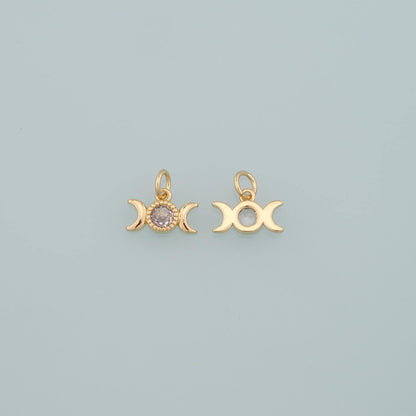 Gold Celestial Charms,18K Gold Filled Moon Pendant,Dainty Moon  Charm Bracelet Necklace for DIY Jewelry Making Supply