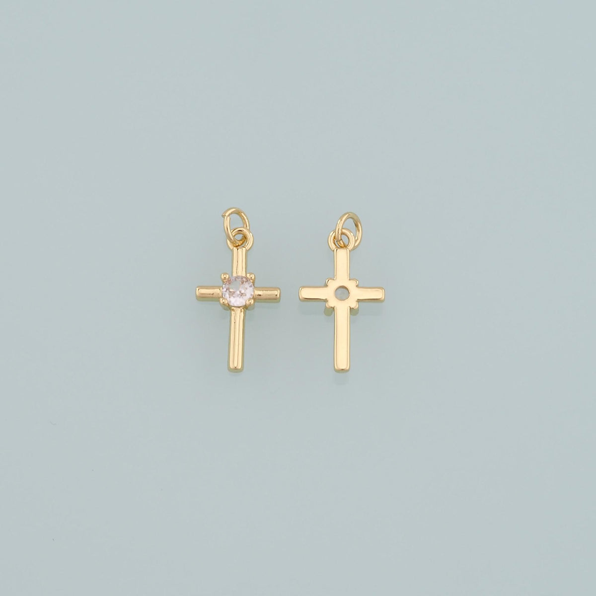 Gold Cross Charms,18K Gold Filled Cross Pendant,CZ Micro Pave Religion Charm Bracelet Necklace for DIY Jewelry Making Supply
