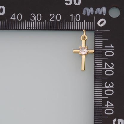 Gold Cross Charms,18K Gold Filled Cross Pendant,CZ Micro Pave Religion Charm Bracelet Necklace for DIY Jewelry Making Supply