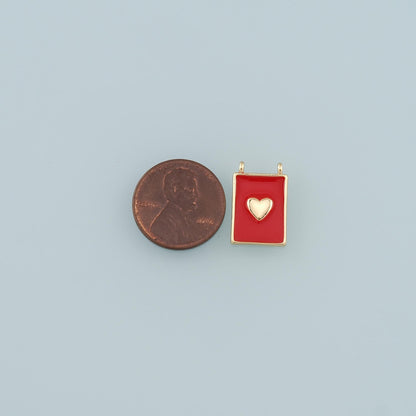 18K Gold Filled Heart Enamel Charm Pendant for Jewelry Making