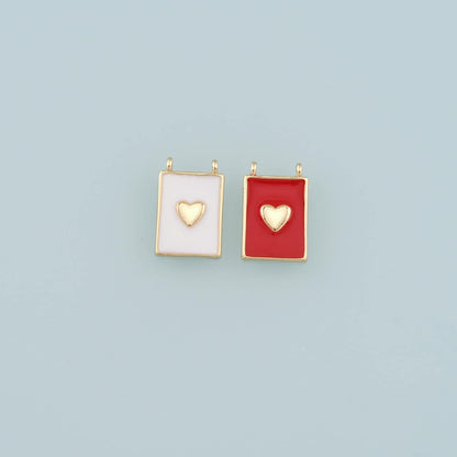 18K Gold Filled Heart Enamel Charm Pendant for Jewelry Making