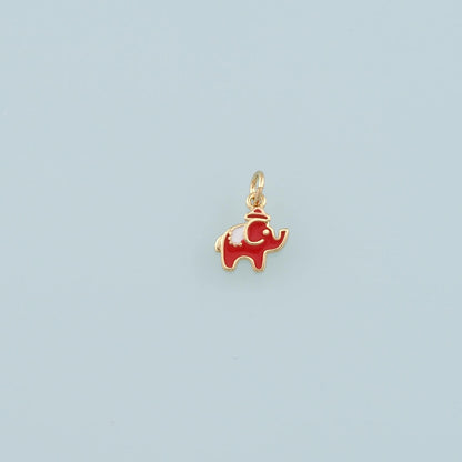 18K Gold Filled Elephant Enamel Charm Pendant for Jewelry Making