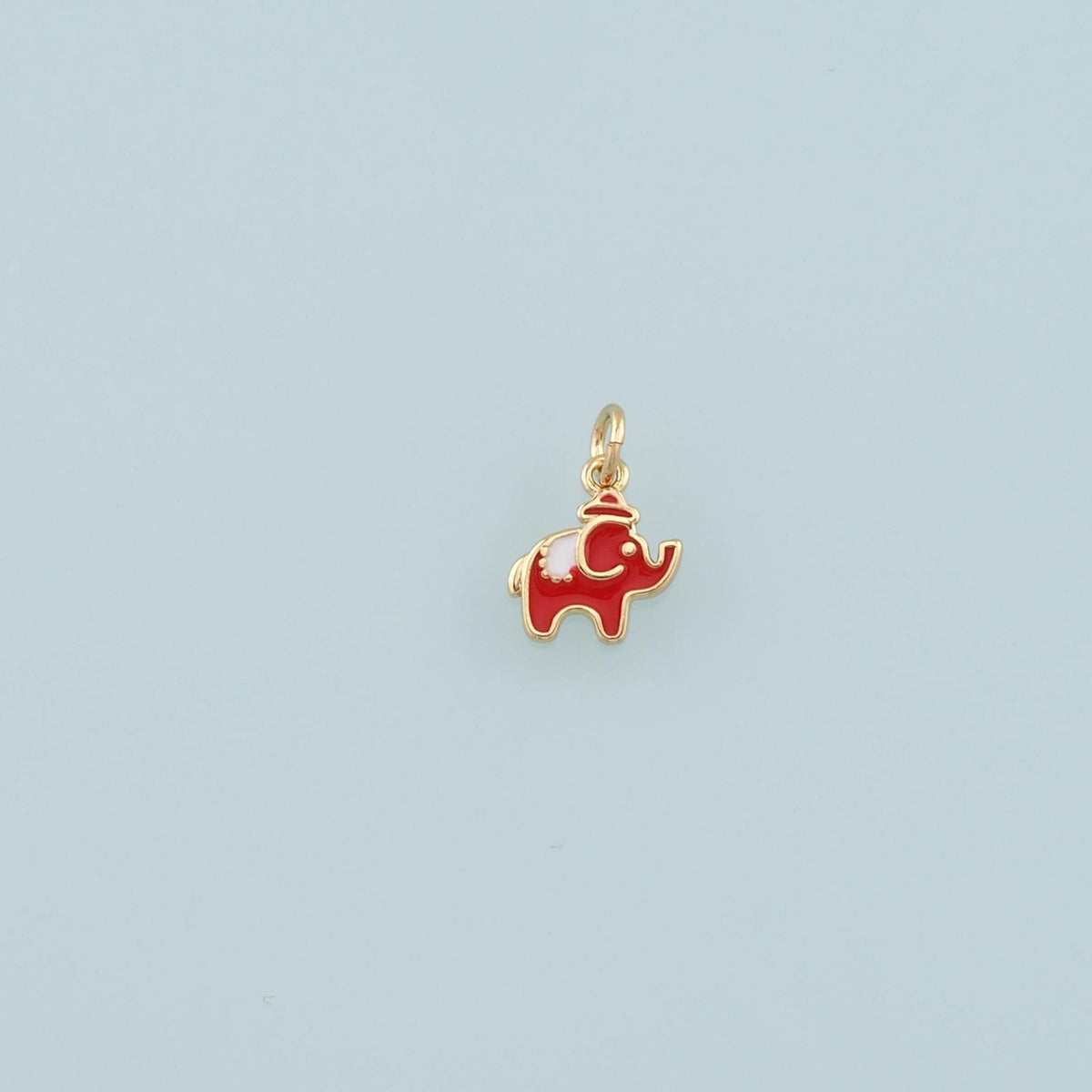 Gold Animal Chamrs,18K Gold Filled Elephant Pendant,Enamel Elephant Charm Bracelet Necklace for DIY Jewelry Making Supply
