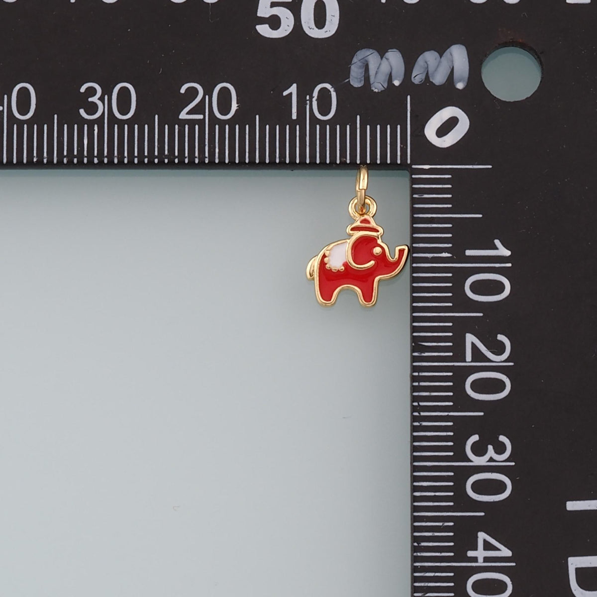 18K Gold Filled Elephant Enamel Charm Pendant for Jewelry Making