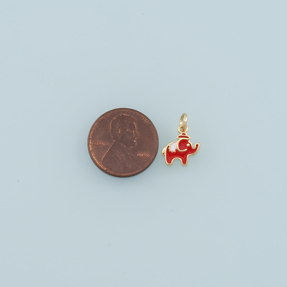 18K Gold Filled Elephant Enamel Charm Pendant for Jewelry Making