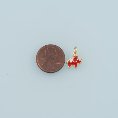 Gold Animal Chamrs,18K Gold Filled Elephant Pendant,Enamel Elephant Charm Bracelet Necklace for DIY Jewelry Making Supply