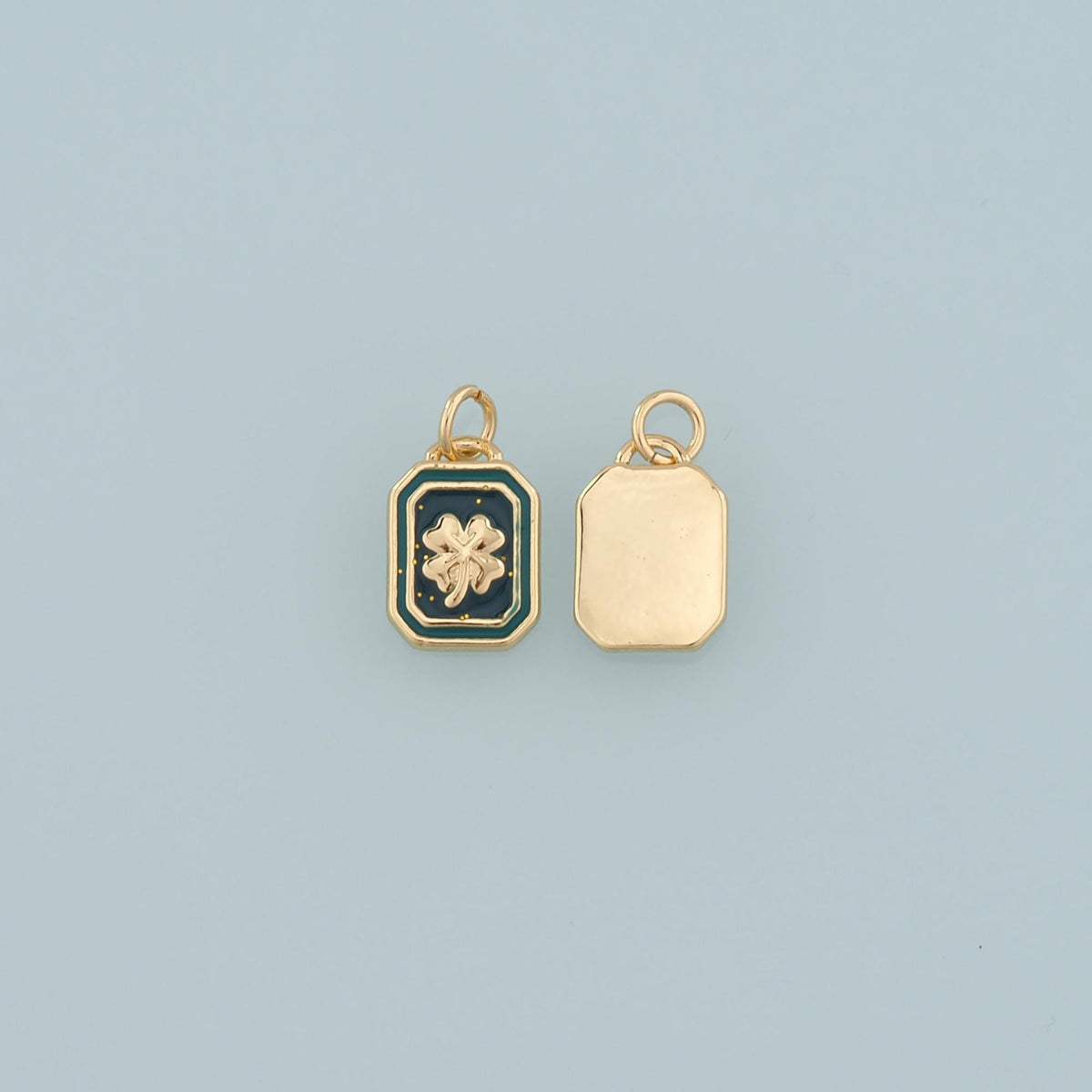 18K Gold Filled Four Leaf Clover Pendant,Enamel Tiny Lucky Charm Bracelet Necklace for DIY Jewelry Making Supply