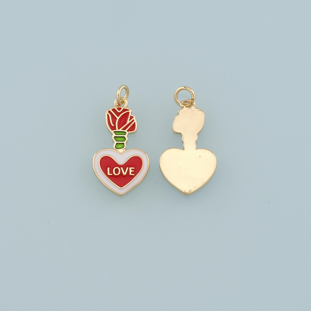 Gold Love Charms,18K Gold Filled Heart Pendant,Enamel Heart Charm Bracelet Necklace for DIY Jewelry Making Supply