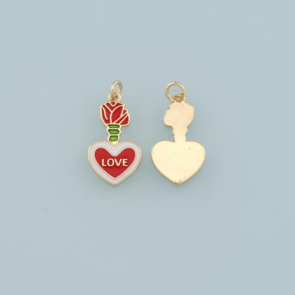 Gold Love Charms,18K Gold Filled Heart Pendant,Enamel Heart Charm Bracelet Necklace for DIY Jewelry Making Supply