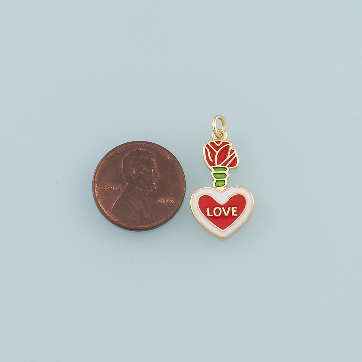 Gold Love Charms,18K Gold Filled Heart Pendant,Enamel Heart Charm Bracelet Necklace for DIY Jewelry Making Supply
