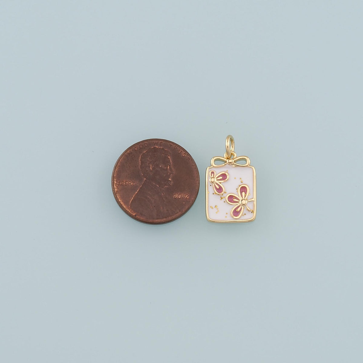 18K Gold Filled Flower Enamel Charm Pendant for Jewelry Making